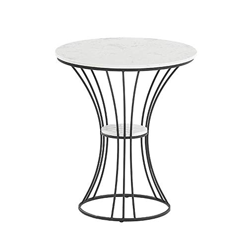 Table basse ronde moderne table d'appoint salon bureau marbre noir fer forgé 50x60