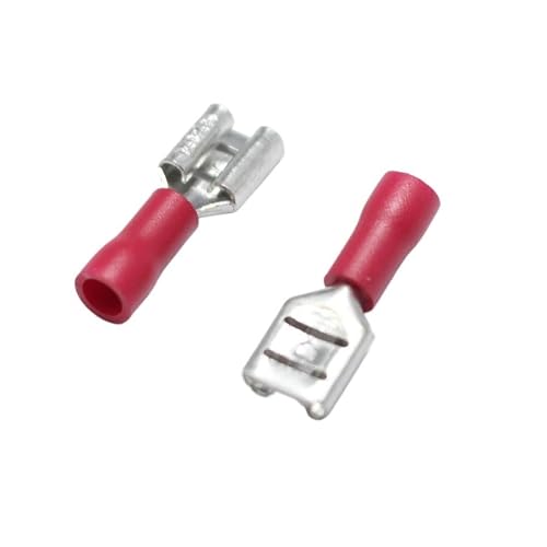 LTRAJUYNH 20pcs 6.3mm Crimp Terminal 6.3 Female Pre-insulated Electrical Connectors for 22AWG - 16AWG Wire /0.5-1.5mm2 Cable IMax=10A