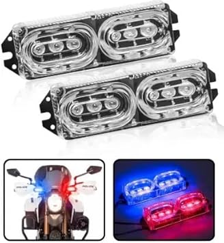 Bike Emergency Strobe Flash Warning Light Police Car Styling Lamp for Number Plate, Roof and Windshield (Red and Blue, 10W)