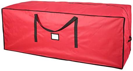 Sattiyrch Christmas Tree Storage Bag,Fits Up to 9 ft Tall Artificial Tree,Heavy Duty 600D Canvas Red Christmas Tree Storage Container with Sleek Dual Zipper and Durable Handles