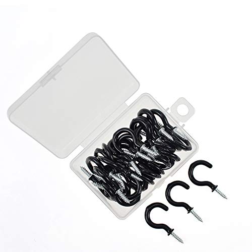 50% Off Discount Chenzt 7/8" Black Vinyl Coated Cup Hooks,Small Screw in Hooks,7/8 Inch Ceiling Hooks,Christmas Lights Hanger Hooks,Plant Hanger Hooks,Suitable for Indoor and Outdoor Hooks for Lights 36Pcs