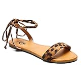 Trary Leopard Sandals Women, Leopard Sandals for Women, Leopard Pint Sandals for Women, Lace Up Sand