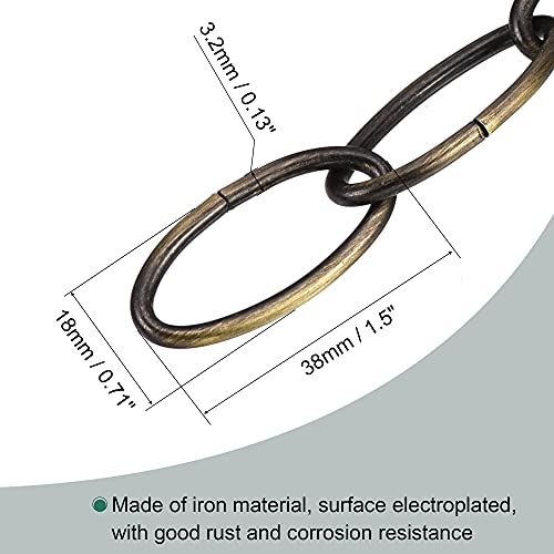 Image of MECCANIXITY Pendant Light Fixture Chain, 3.2mm Thick 1m Long Chandelier Hanging Links, Iron Electroplated Bronze, Pack of 2