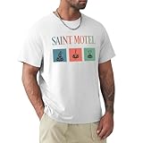 Saint Band Motel Shirt Mens Short Sleeve T-Shirts Casual Breathable Crew Neck Cotton Graphic Tee Tshirts Vintage 80s 90s Streetwear Hip Hop Tops