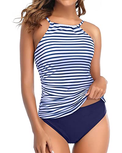 Tempt Me Two Piece Tankini Set Tummy Control Swimsuit for Women High Neck Top with Bottom Bathing Suits Ruched Swimwear4