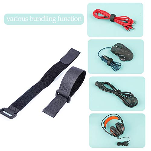 Cable ties ajustables de gancho y bucle, 30 organizadores de cables negros multimedida 7