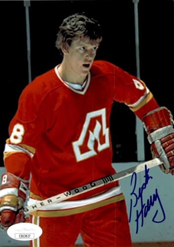 Buster Harvey Signed Atlanta Flames 5x7 Photo #1 JSA COA - Autographed NHL Photos