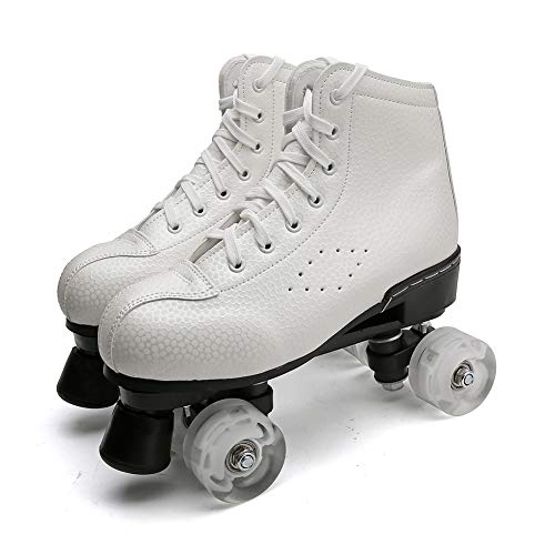 Image of Women Roller Skates High Top Indoor Outdoor Quad Speed Skates White 12 M US Women