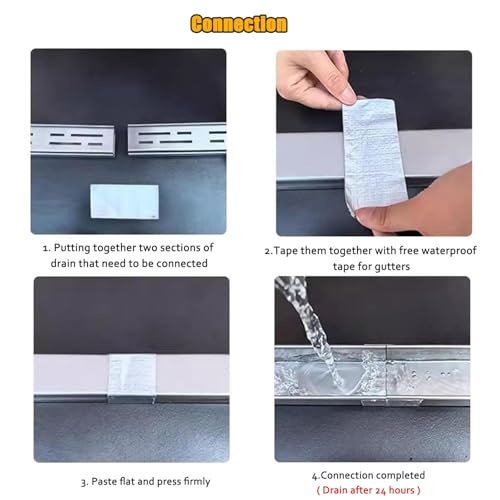 Griglia di scarico ultra sottile a forma di U in acciaio inox, confezione da 10 per drenaggio dell'acqua all'aperto, ideale per cortili, prati, sentieri e scantinati (7 x 3 x 100 cm), design durevole