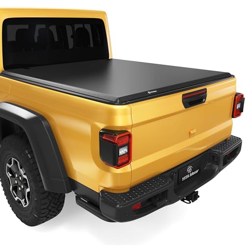 YITAMOTOR Soft Tri-fold Truck Bed Tonneau Cover Compatible with 2020 2021 2022 2023 2024 2025 Jeep Gladiator JT w/ or w/o Trail Rail System Soft 3-Fold