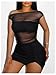 SweatyRocks Women's Off The Shoulder Sheer Mesh Top with Bodycon Mini Skirts 2 Piece Going Out Outfit Black Medium