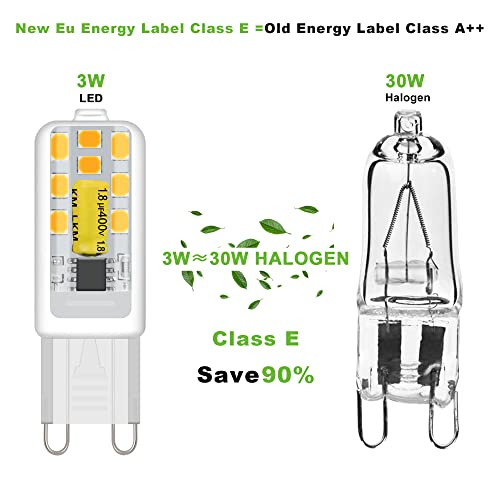 G9 LED Bulbs, Cool White 6000K, 3W 300LM, 30W Halogen Equivalent, NoFlicke Non-Dimmable，Energy Saving LED Bulb for Home Lighting Decor, Crystal Lamp,Wall Lights, Table Lamp -10Pcs