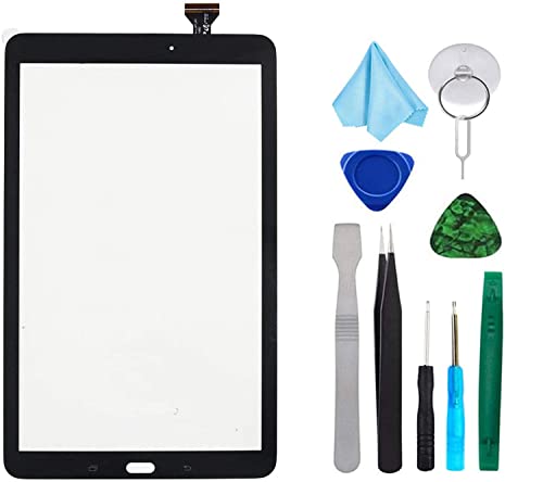 Black Touch Screen Digitizer for Samsung Galaxy Tab E 9.6" - Glass Replacement for SM-T560 SM-T561 T560 T561(Not Include LCD) with Tools + Pre-Installed Adhesive