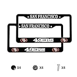 2 Pack Black Metal License Plate Frame for Sport Fans Glitter Aluminum Stainless Steel License Plate Cover Holder with Screw Cap Set for 49er (Set of 2)