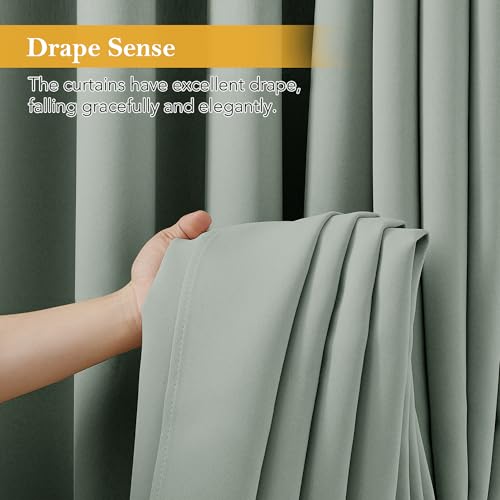Image of RYB HOME Blackout Thermal Insulated Curtains, Portable Curtain for Sliding Glass Door /Storage /Space Room Divider, Large Window Treatment Room Divider Panel, W80 x L84, Sage Green, 1 Panel