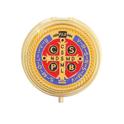 KOMI Pyx for Communion Host Catholic Baptism Keepsake Box Unique First Communion Gifts Prayer Rosary Box St Benedict Exorcism Box
