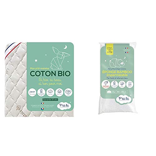 Matelas bébé 60x120 en coton bio d'origine végétale P'TIT LIT