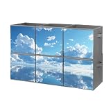 DGOGNFDNG Blue Sky And White Clouds Storage Bin for Foldable And Handles,Closet Organizer of 6-Pack Stackable,Storage Box for Living Room Office Bedroom Shelves Closet