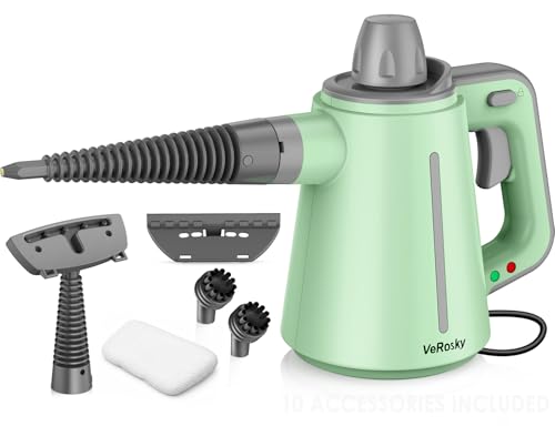 Steam Cleaner for Bathroom & Kitchen, Handheld High Temp Steam Cleaner with Safety Lock, Chemical-Free Steamer for Deep Cleaning Tile, Grout, Shower, Stove & Sink, 10 Accessories for Home, Couch & Car