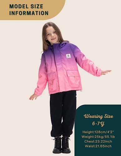 WELAKEN Kid's Gradient Fleece Lined Zipper Hooded Water-resistant Jackets with Pockets,Boy & Girl's Unisex2