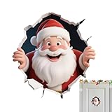 Rrlihjgu Weihnachts Wandaufkleber, Weihnachtsmann Rentier Durchbrechende Wand Fest Aufkleber Deko, Kreative Feiertags Deko, Für Zuhause Party Wohnzimmer Schlafzimmer Badezimmer Küche Büro Fliese