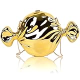 QZUnique Gold Candy Acrylic Purse Clutch - Women Metal Evening Handbag with Chain, Mini Dressy Shoulder Bag for Formal Prom Wedding