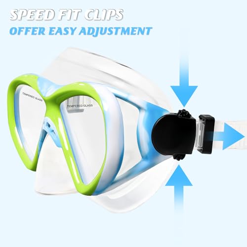 Image of Kids Swim Goggles Snorkel Diving Mask for Boys Girls Ages 5-15, Two-Color Anti-Fog Swimming Goggles with Nose Cover