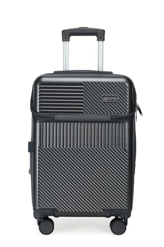 Mala de Viagem Bordo, ABS Rígido, Rodas 360 Graus, Expansível, Cadeado com Senha, Entrada USB, Bagagem de Mão 10kg (Cinza)