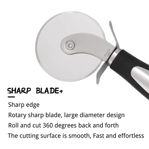 Classic Pizza Wheel, Pizza Cutter Wheel Pizza Server Set, Stainless Steel Pizza Slicer and Pizza Server Set with Non-Slip Handle Sharp Pizza Wheel Ideal For Pizza, Cake, Pies and Dough Cookies - Thumbnail 4