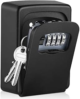 CDC® Wall Mounted Key Box for Home, Waterproof and Security Key Lock Box with Combination Lock, Large Capacity Outdoor key lock cabinet for Spare House Keys, Black
