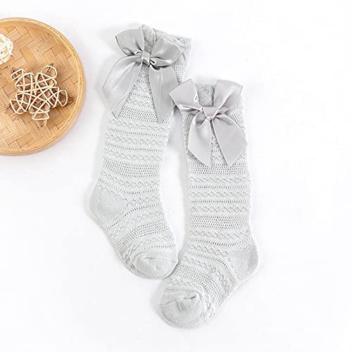 Girls Horizontal stripe mesh Socks Cotton Bowknots Baby Combed Summer Toddlers Kids Sock Kids Organic Socks (Grey, 38)2