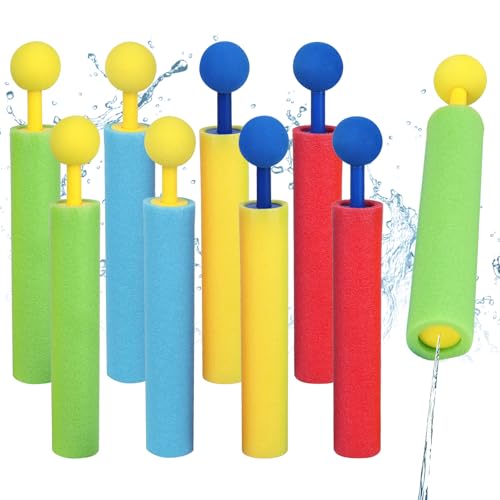 Castle Wasserpistole Kinder, 8 Stück Wasserspritze, 10 m Reichweite Wasserpistol Schaumstoff, Wasserspritzpistole, Wasserspielzeug Kinder
