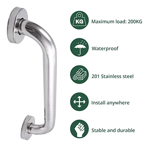 2Pcs Bathroom Grab Bar, Jigiu Stainless Steel Non-Slip Bathtub Handle Sturdy Shower Grab Bar Suitable For Elderly, Pregnant Children With Disabilities (12In) #TOP5