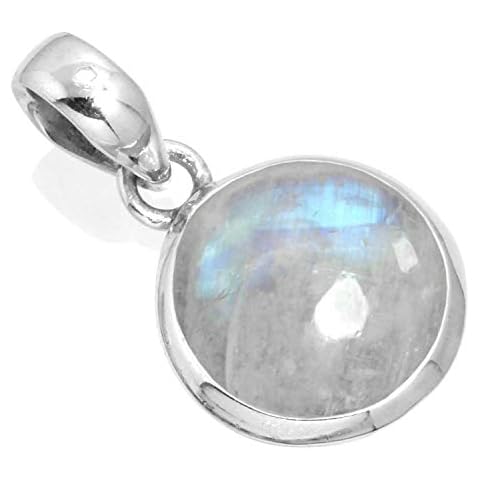 JEWELOPORIUM Natural White Rainbow Moonstone 925 Silver Pendant for Women Gemstone Cocktail Silver Pendant Necklace Friendship Day Gift Victorian Jewelry Cover