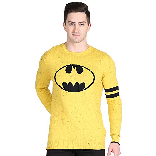 Image of Free Authority Men Cotton Crew Neck Sweater (8905030163249 Yellow with Nepps /Black L)