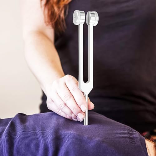 Stimmgabel Set, Stimmgabel 128 Hz/256 Hz/512 Hz, Frequenztherapie, Aluminiumlegierungsmaterial, für Stimmgabeltherapie, Meditationsentspannung, Muskelentspannung und Schlafverbesserung