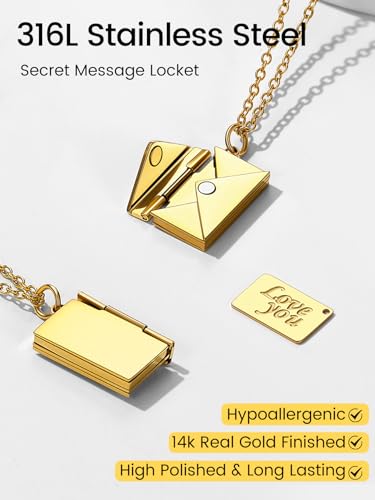 KeyStyle Personalized Envelope Locket Necklace for Women, Custom Love Letter Message Necklaces Birthstone Photo Jewelry Mother's Day Christmas Gift for Fiancee Mom Wife3