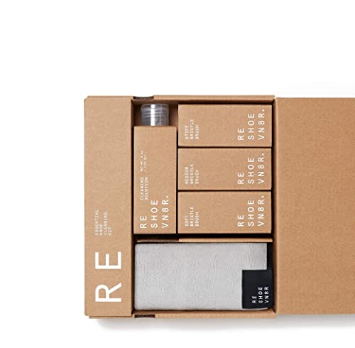 Reshoevn8R Shoe Cleaner Sneakers Kit, Essential Kit - White Sneaker Cleaner For Suede Canvas Leather Mesh Knit Nubuck Shoes - 4Oz Cleaning Solution & Conditioner, 3 Brushes & Microfiber Towel #TOP4