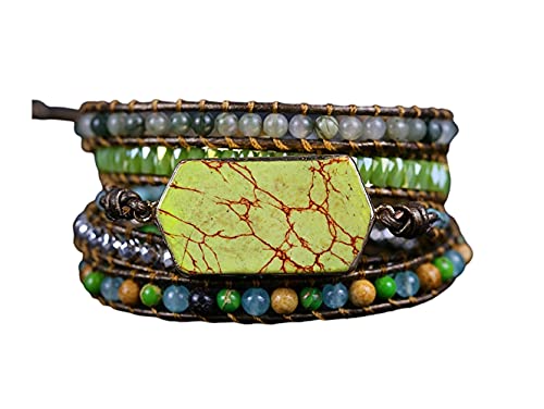 Image of Boho Stone Wrap Bracelet for Women,Turquoise Beaded Bracelet Jewelry Gift