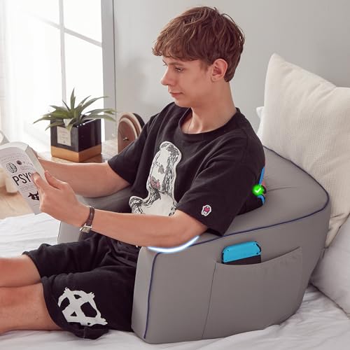 Image of cooloo8 Reading Pillow with Armrests - Extra Large Memory Foam Gaming Pillow for Adult, Lap Desk for Laptop, Arm Rest for Working, Crocheting, Playing Game or Siting in Bed, Floor, Sofa, (Grey)