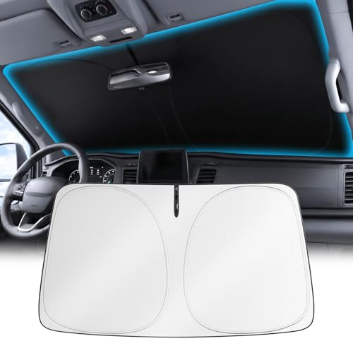 Image of Wigoo 2026 Upgrade Universal Car Windshield Sun Shade [100% Light Block, Durable 210D Oxford] Foldable Heat Insulation Interior Sun Visor to Keep Interior Cool with Storage Bag, XL(69 inchx38 inch)