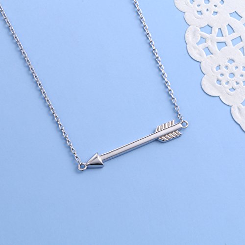 DAOCHONG Arrow Necklace S925 Sterling Silver Classic Love Polished Sideways Arrow Necklace2