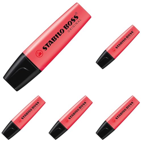 STABILO BOSS Original Highlighter, Pinkish Red (5-pack)