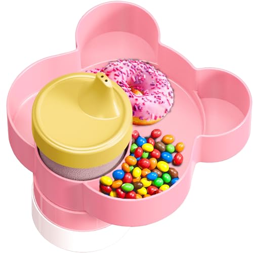 Image of Car Seat Tray - Convert Cup Holder to a Tray for Snacks, Toys, 360 Rotatable for Kids Travel, Anywhere with Cup Holder (Pink)