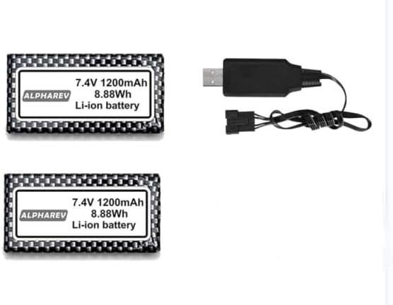 BEZGAR Batteries for RC Boats - 7.4V 1200mAH Battery for R208/R308/TX123 RC Boats