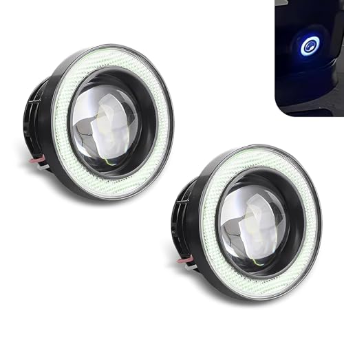 Zigeiya 2 PCS Car Fog Light, 3' Angel Eye LED Fog Lamp, Super Bright Round...
