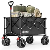 Sekey XXL Bollerwagen Faltbar 135L 150KG Belastbar, Leichter Faltbollerwagen mit Breite 17x8,5cm Räder Handwagen mit Bremse, Patentiert 4-Wege-Sofortaufbau Transportwagen, 4031 All Terrain, Schwarz