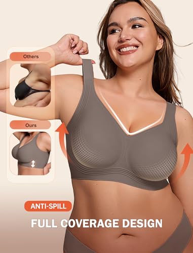 Image of LetsJoli Bras for Women Supportive Wireless Push Up Bra Full Coverage No Underwire Seamless Plus Size for Older Women