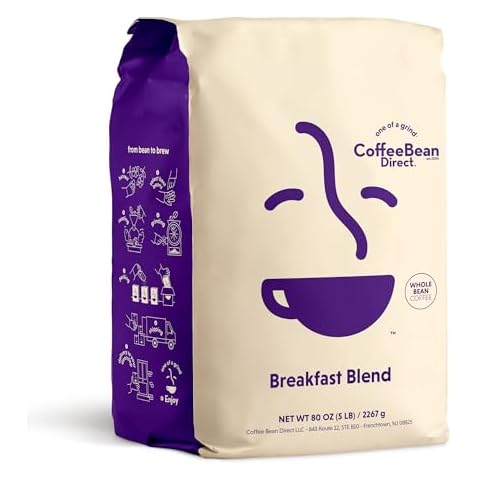 Coffee Bean Direct Breakfast Blend, Whole Bean Coffee, 5-Pound Bag Cover