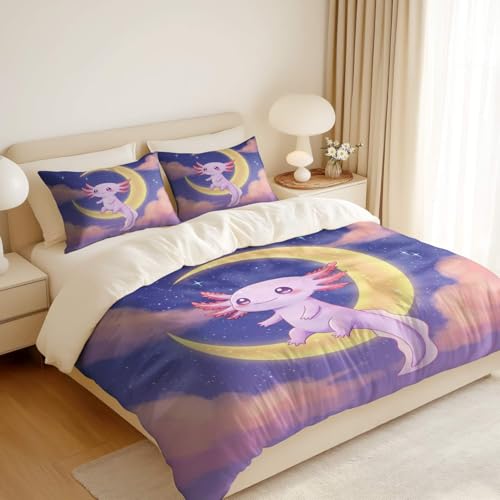 Housse de couette axolotl lit double parure de lit enfant lune et nuage - 7